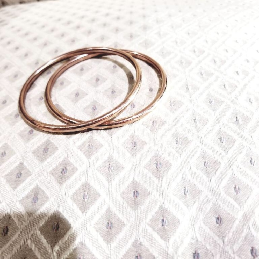 Rose gold bronze bangles (2).